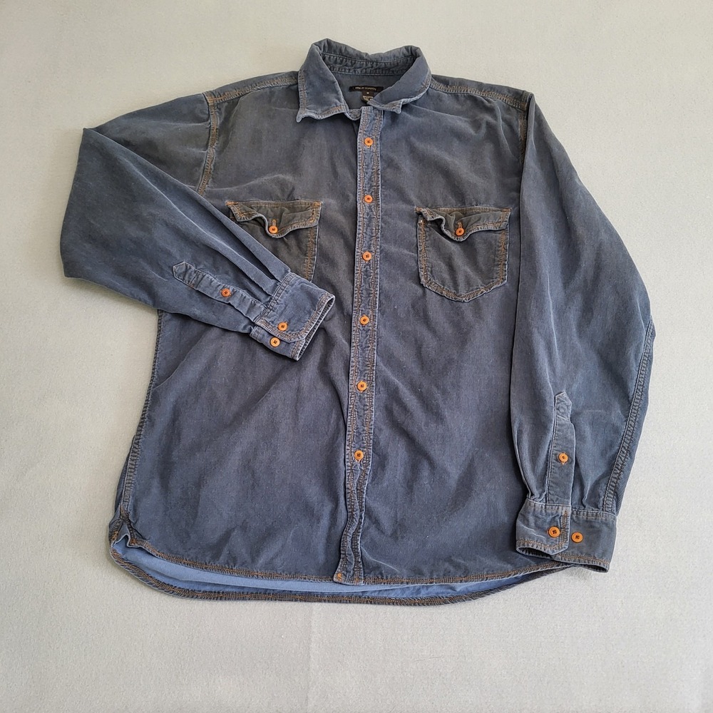 Martin Gordan Thin Blue Corduroy‎ Long Sleeve Button Up Shirt Men's M